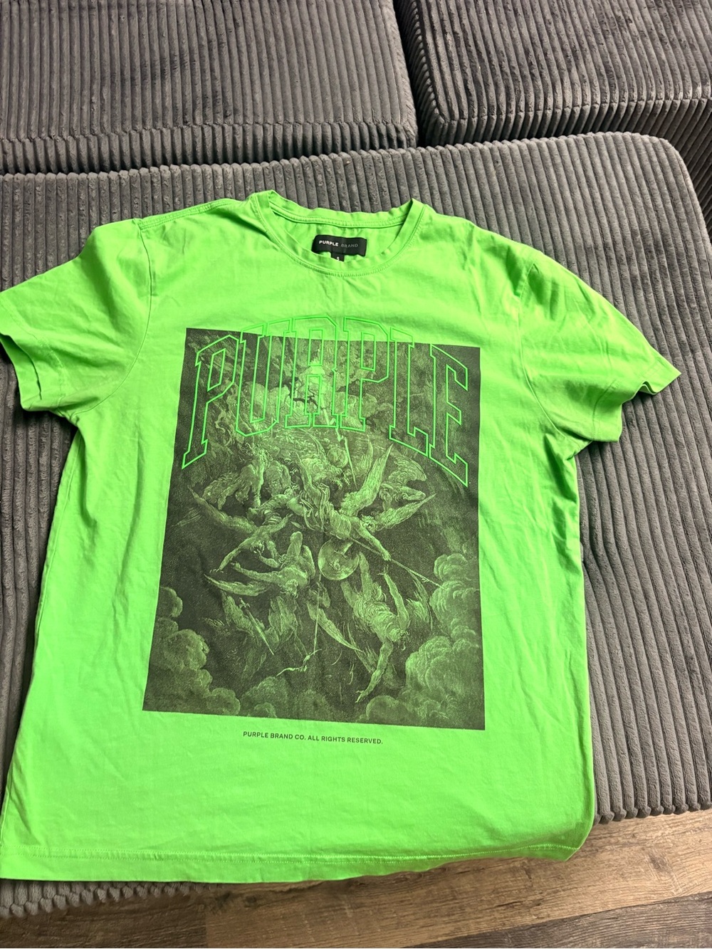 Neon Green Graphic Tee - Men's Purple-Brand short sleeve
